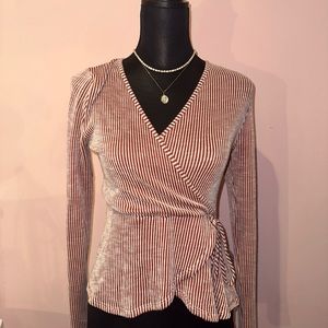 Caution to the Wind Striped Wrap Shirt